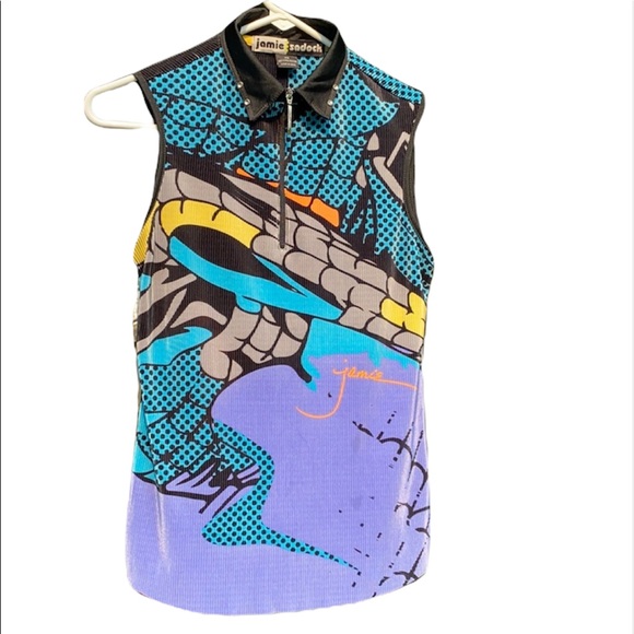 jamie sadock Tops - Vintage Jamie Sadock cartoon print sleeveless top